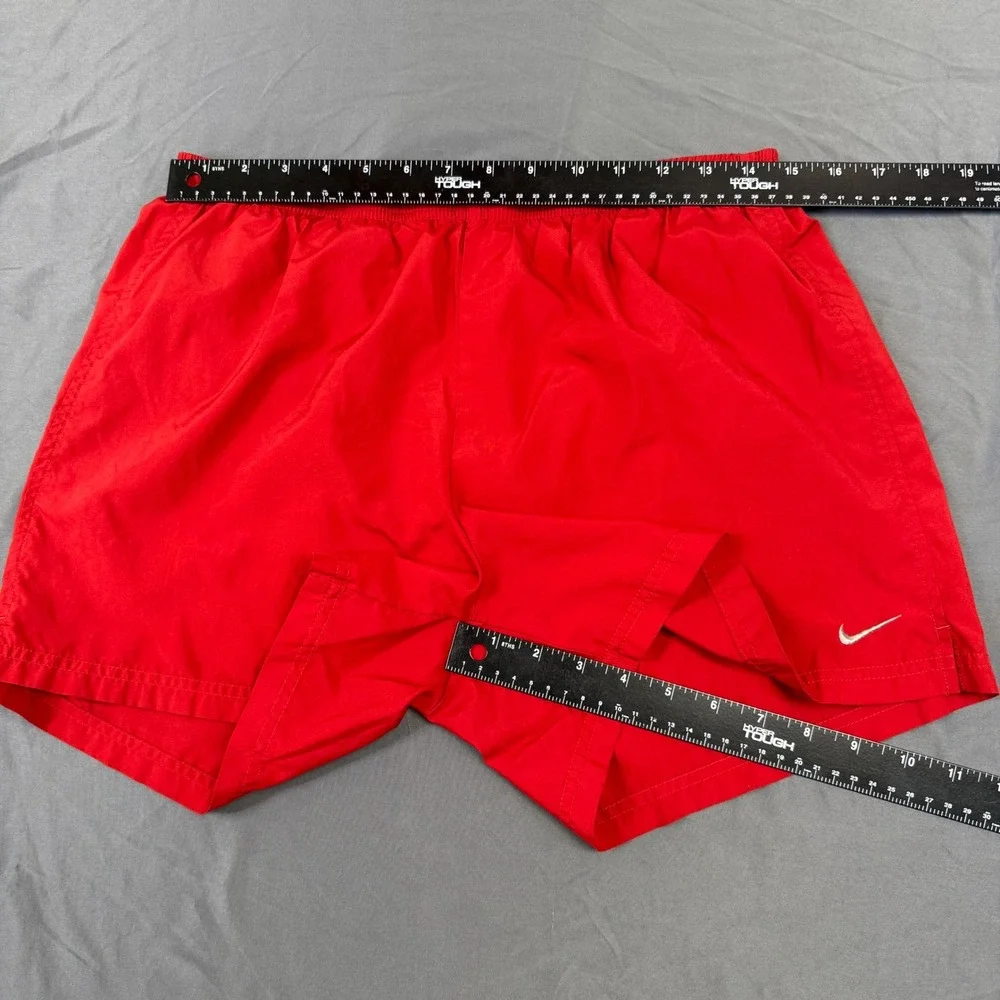 Nike Mens Running Shorts Red Elastic Waist Pockets Inseam 5 Vintage Size Large